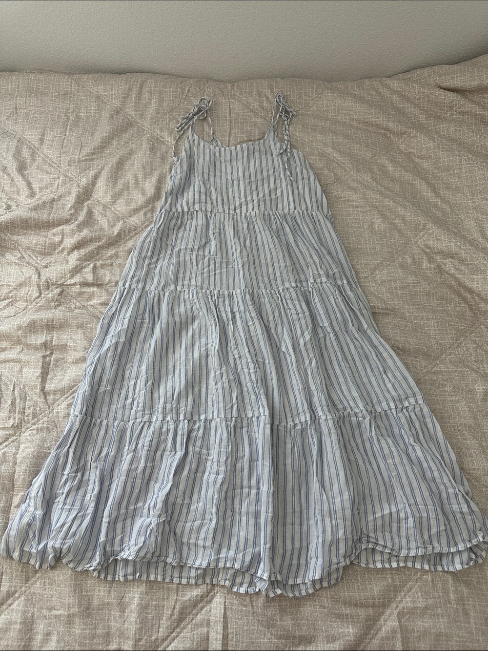 Gap Blue and White Striped Tie Strap Dress